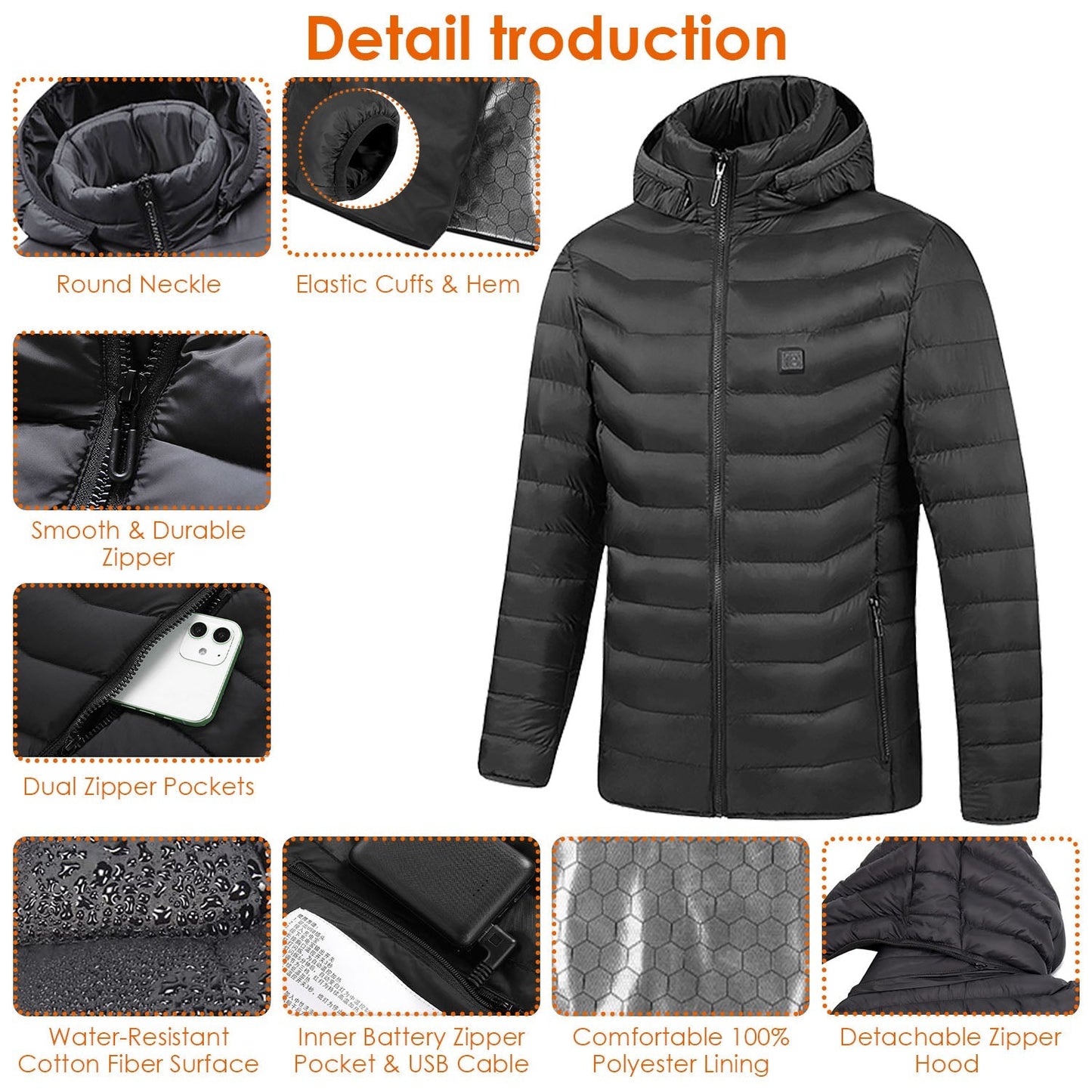 Chaqueta Térmica Gbruno - Abrigo Ligero de Invierno con 3 Niveles de Calor