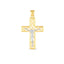 Pendentif croix en or 14k bicolore avec taille diamant