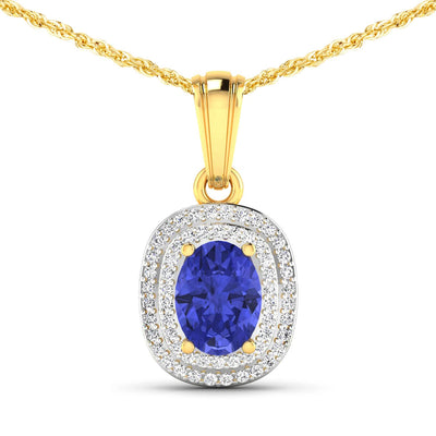 Pendentif en Tanzanite et Diamant de 1,45 Carat en Or 14K