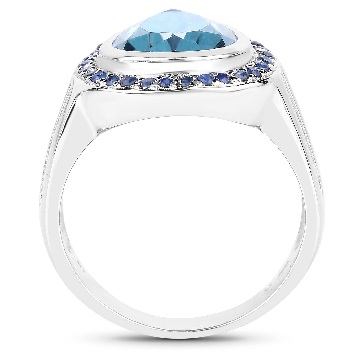 Bague de fiançailles en argent sterling avec topaze bleue et saphirs de 5,42 carats