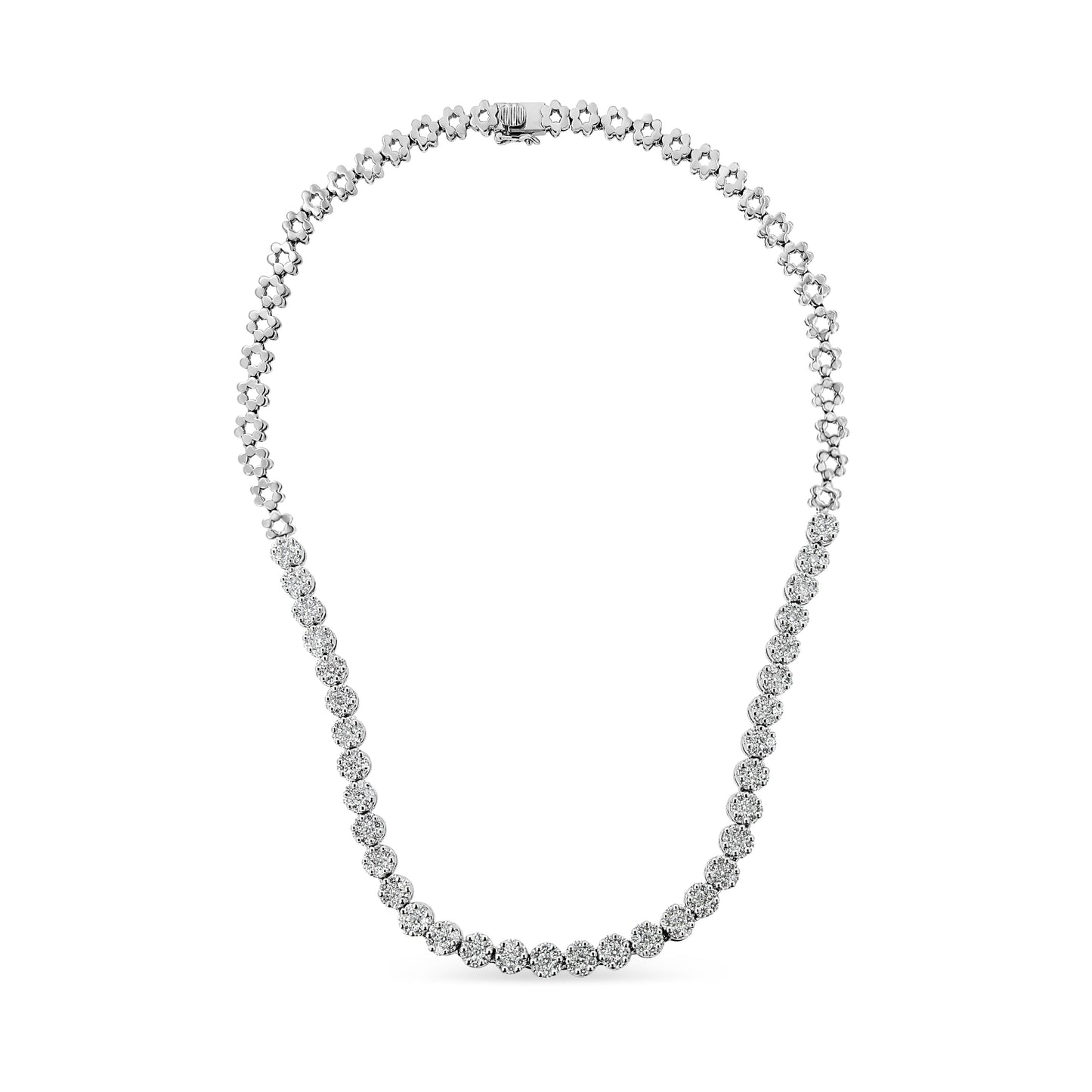 Collier Riviera en diamant cluster en or blanc 14K certifié IGI