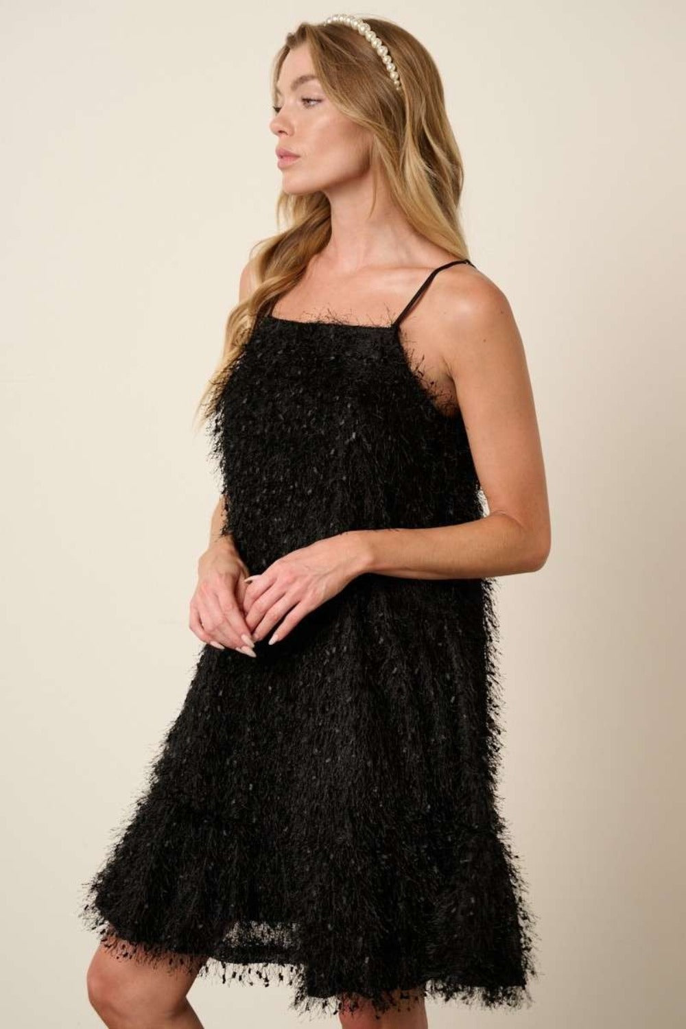 Robe Mini Cami à Volants en Plumes pour Femmes