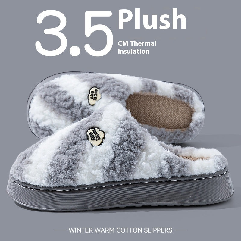 Chaussons en velours coton non glissants pour femmes
