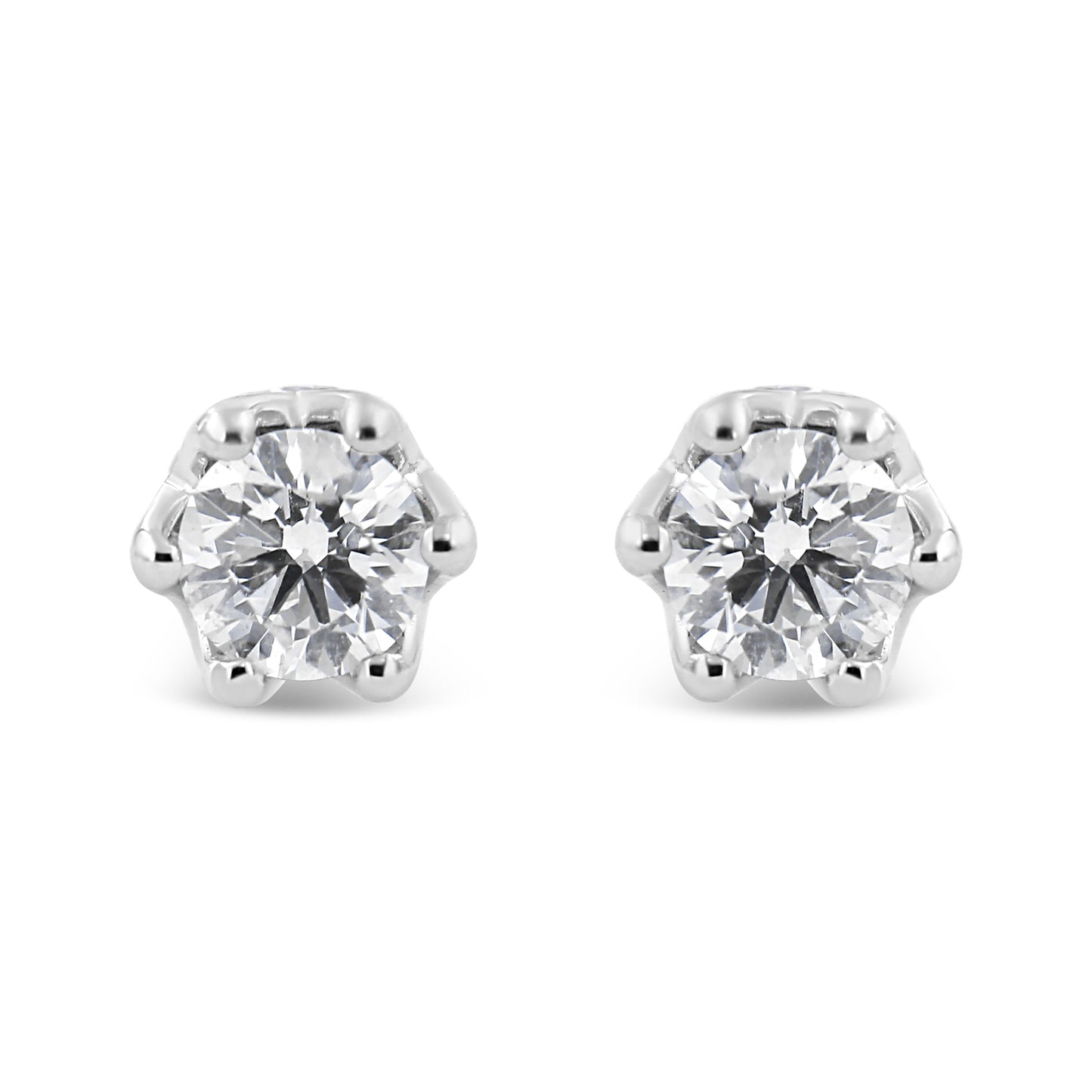 Pendientes de diamantes en forma de corona de oro blanco de 14 quilates - 1/2 Cttw