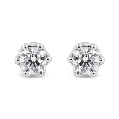 Pendientes de diamantes en forma de corona de oro blanco de 14 quilates - 1/2 Cttw