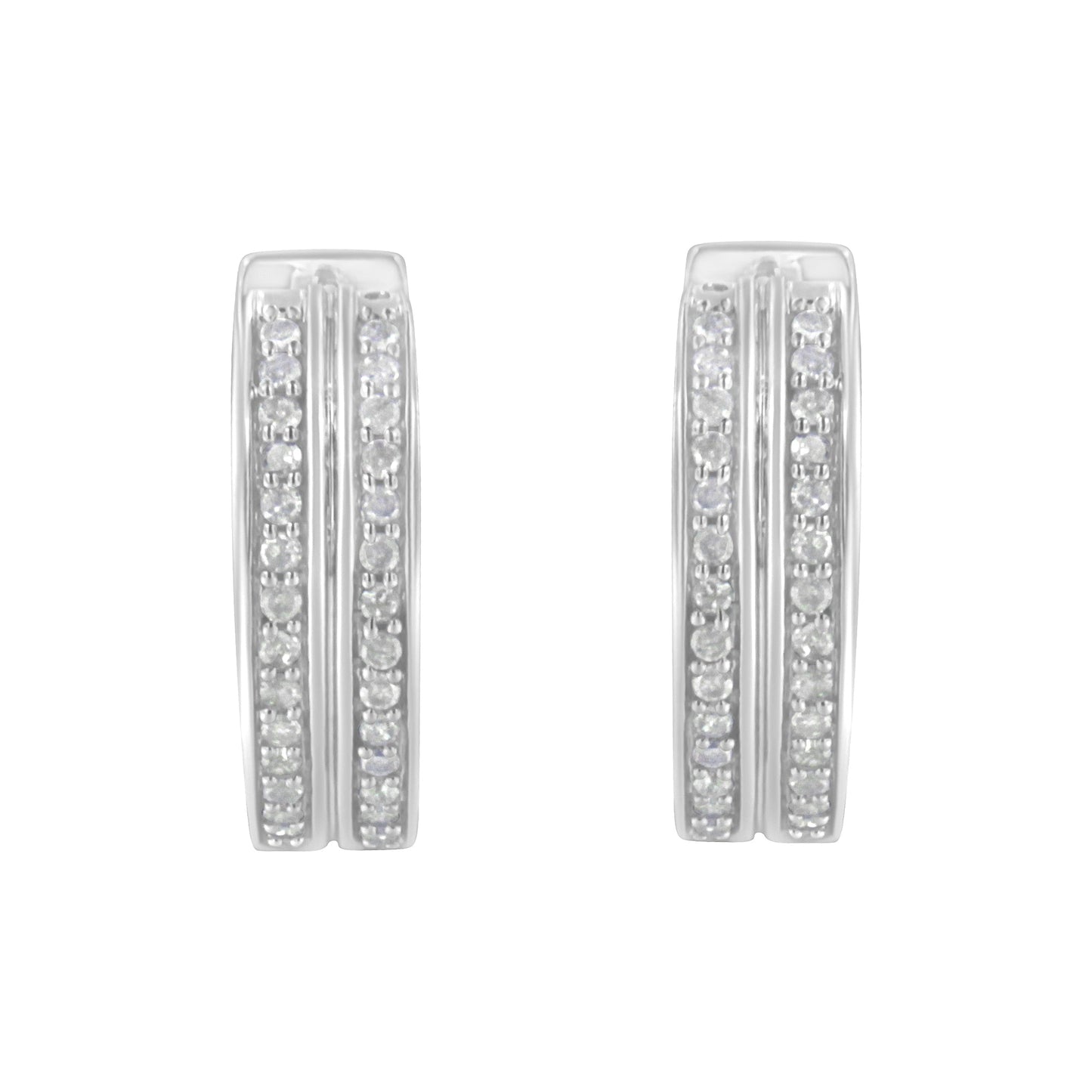 Boucles d'oreilles créoles en or blanc 10K avec 56 diamants