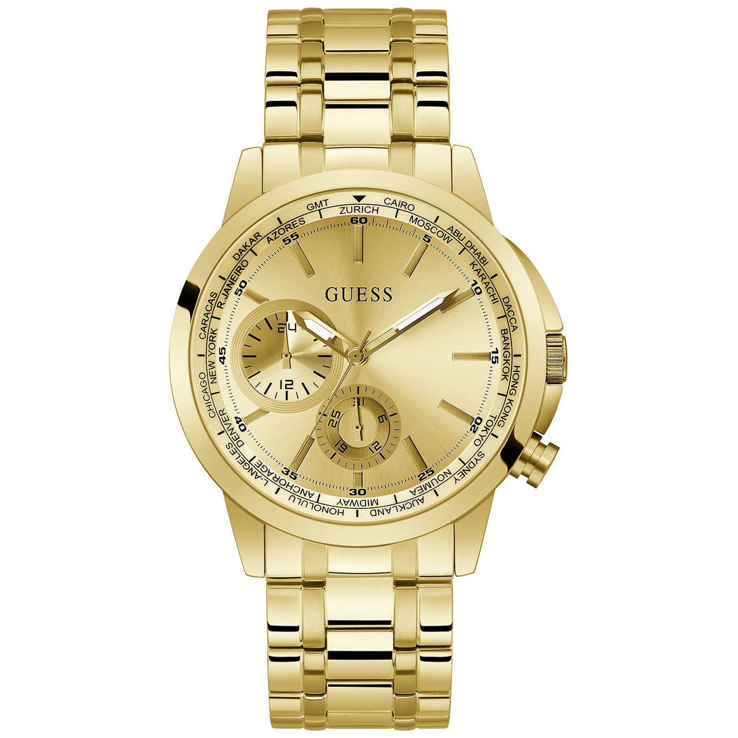 Guess Men's Spec Watch - Gold Dial & Stainless Steel