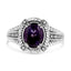 .925 Sterling Silver Amethyst and Diamond Accent Ring - Size 7