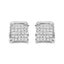 10K White Gold Princess Cut Diamond Multi Stone Stud Earrings