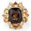 14K Yellow Gold Plated Smoky Quartz & Citrine Cocktail Ring