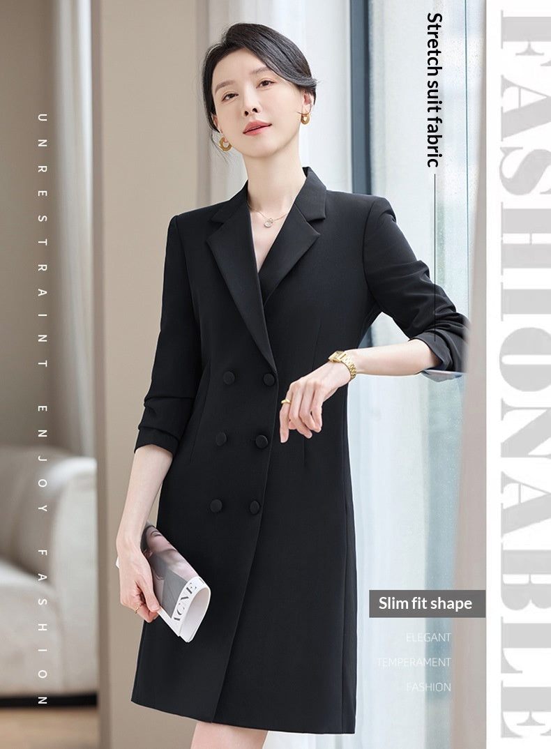 Robe de costume élégante à manches longues et longueur midi extensible