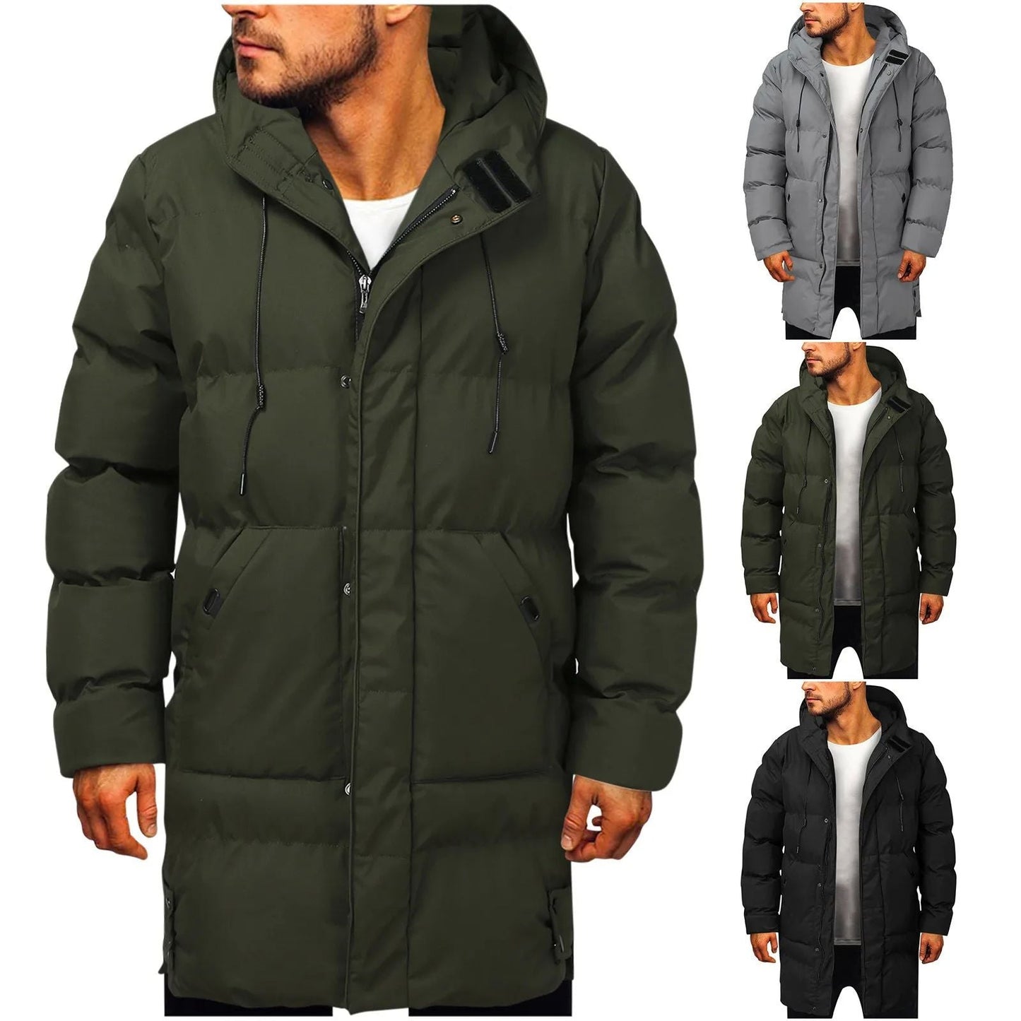 Premium Casual Hooded Long Snow Jacket for Men