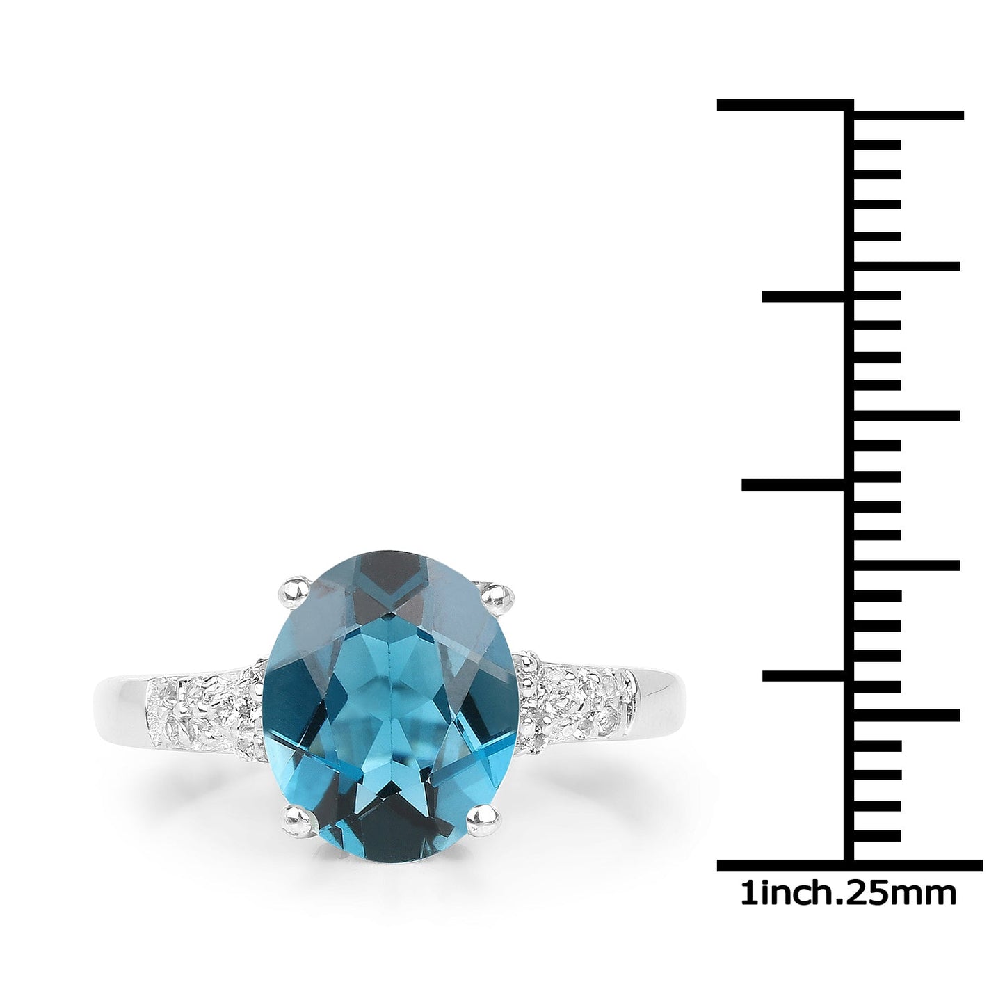 2.64 Carat London Blue Topaz & White Topaz Sterling Silver Ring