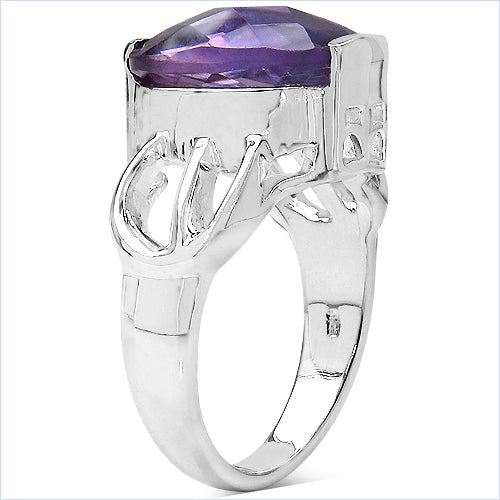 6.50 Carat Genuine Amethyst Sterling Silver Engagement Ring