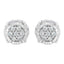 Pendientes de Stud Florales de Diamante Cortado Redondo de Plata Esterlina .925