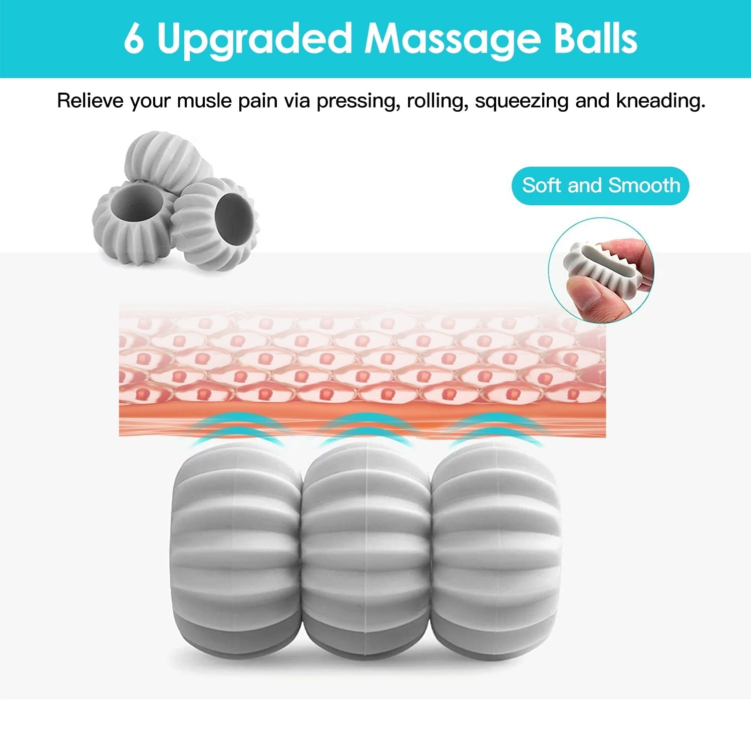 Portable 360° Neck and Body Massager with 6 Massage Balls for Pain Relief - Korvel