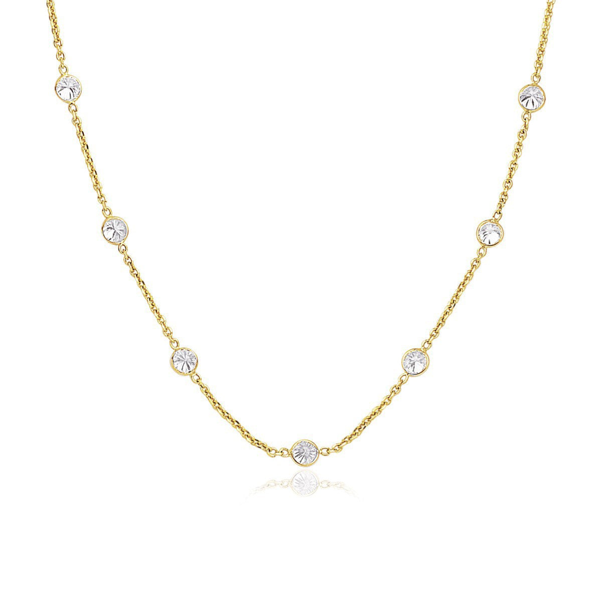 14k Yellow Gold CZ By the Yard Long Links Necklace