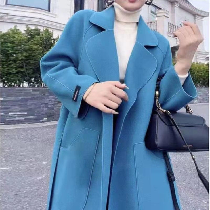 Abrigo de Cashmere Doble Cara de Longitud Media para Mujeres