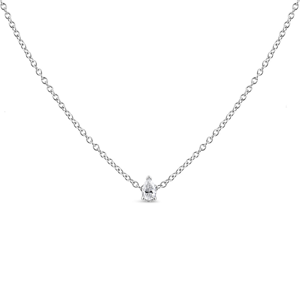 Pendentif en diamant en forme de poire en or blanc 14K avec diamant cultivé en laboratoire