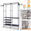 Freestanding Metal Garment Rack with Shelves and Hooks
