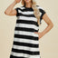 Vestido Mini de Manga Corta a Rayas Chic para Mujeres