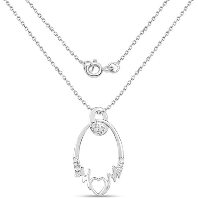 0.14 Carat Genuine White Diamond Heart Pendant in Sterling Silver