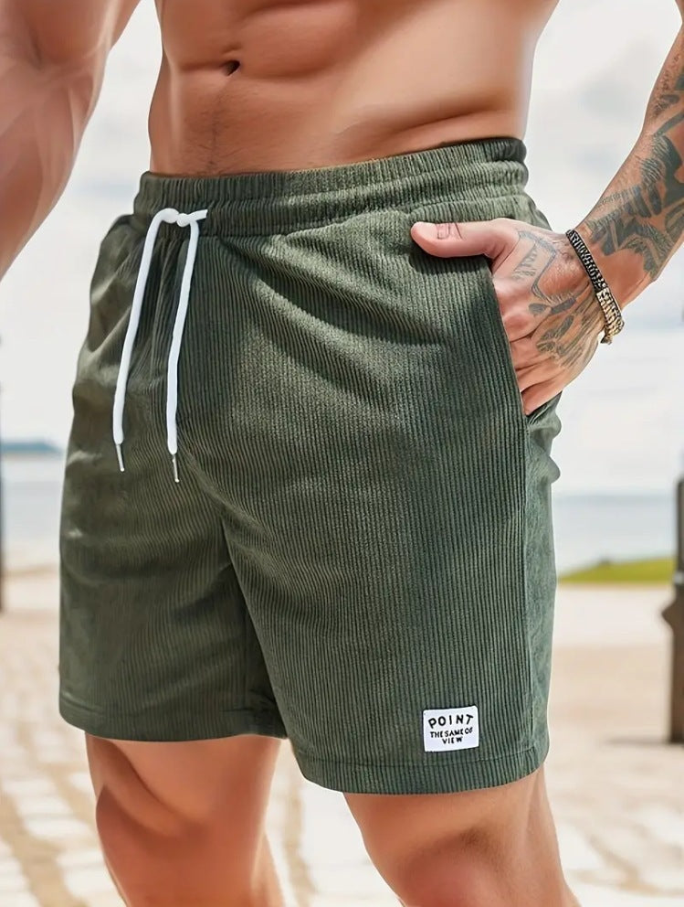 Lace-up Drawstring Corduroy Jogger Shorts for Men