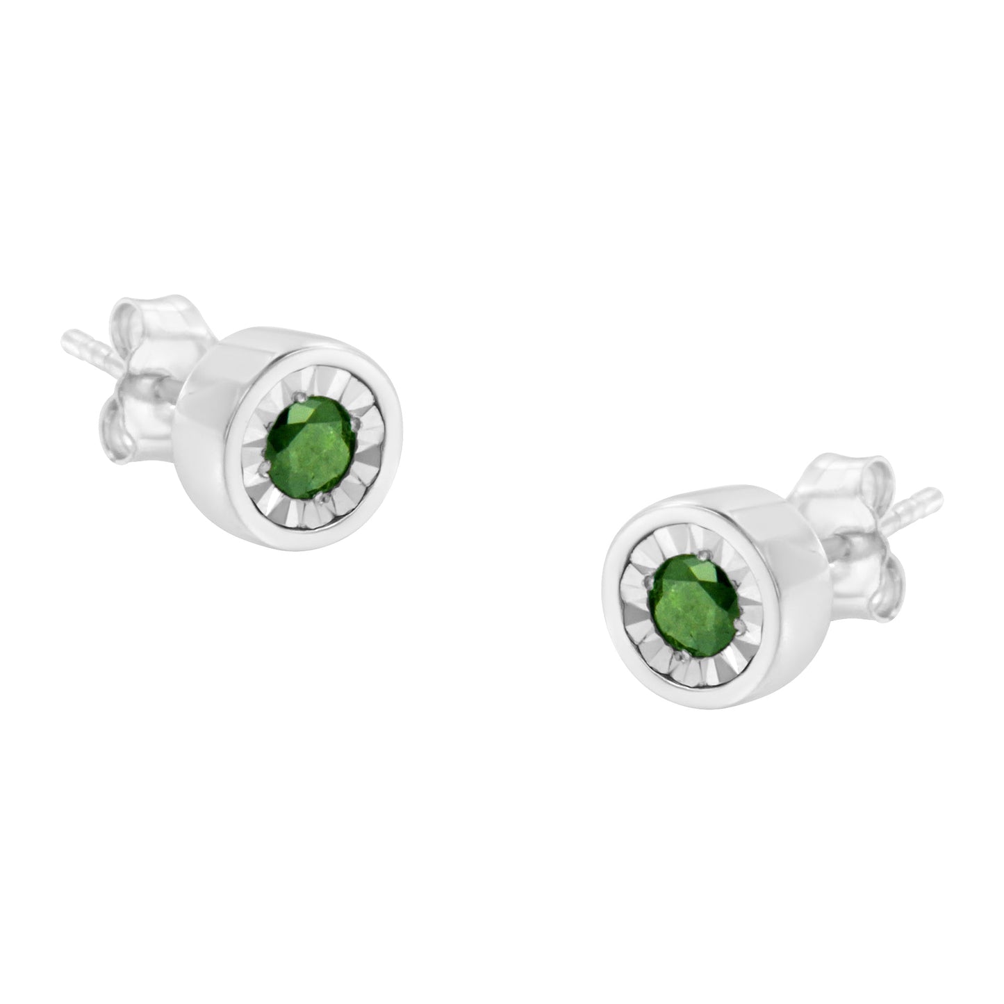 Boucles d'oreilles en argent sterling .925 avec diamants verts Miracle-Set