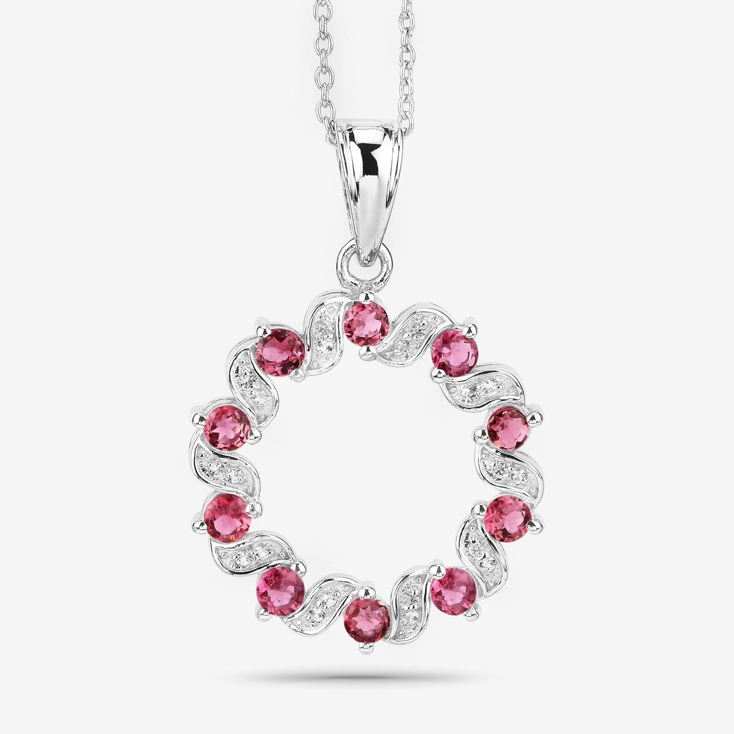 Pendentif en argent sterling de 1,30 carat en tourmaline rose et topaze blanche