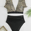 Elegant Black Ruffle V Neck High Waisted Bikini Set