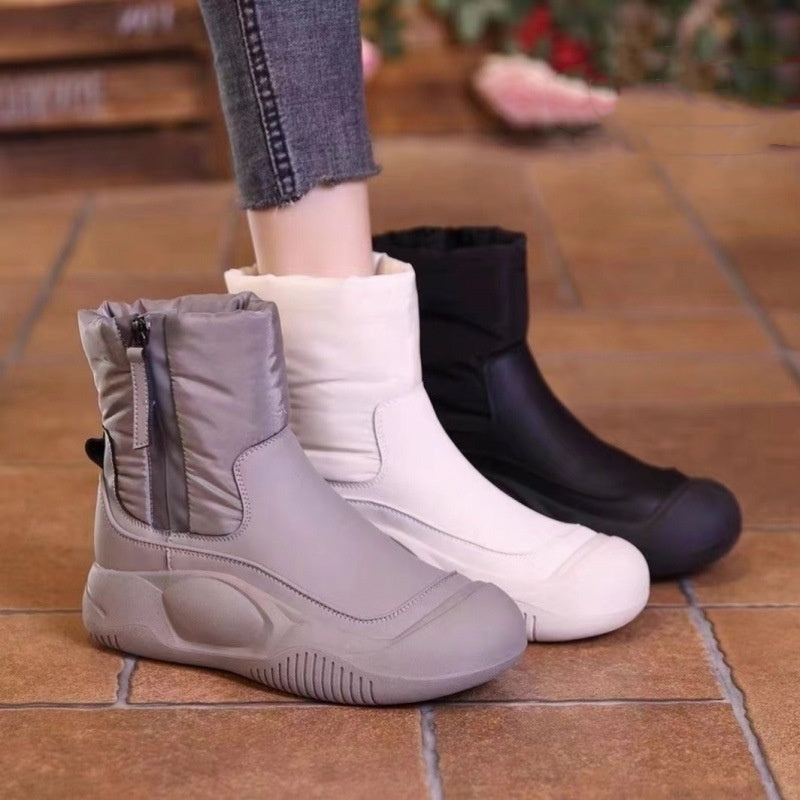 Bottes d'hiver en peluche avec fermeture éclair latérale pour femmes