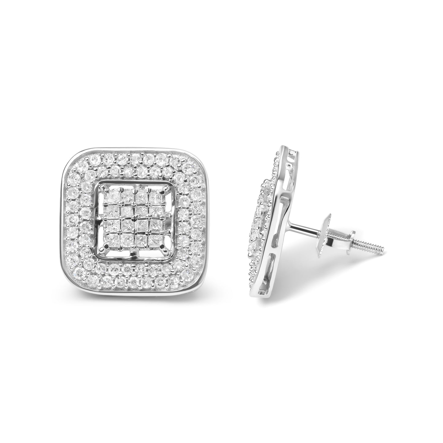 Pendientes de aro abiertos de diamante compuestos en oro blanco de 10K