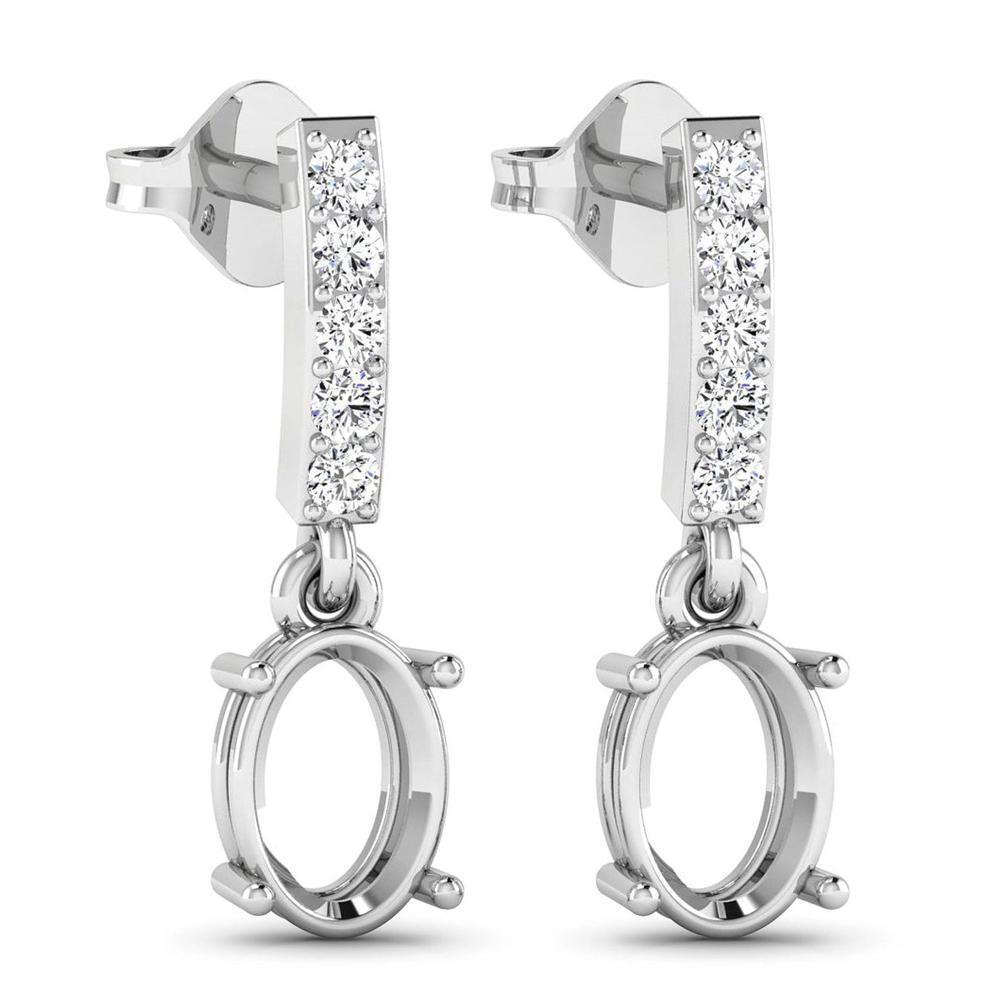 0.14 Carat Genuine White Diamond 14K White Gold Semi Mount Earrings