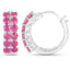 3.12 Carat Genuine Ruby Sterling Silver Hoop Earrings