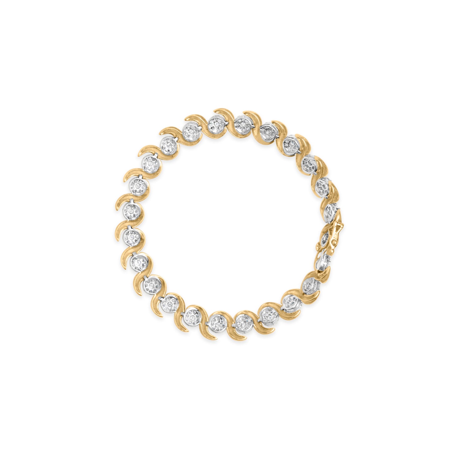 Bracelet en or jaune 10K avec diamants en forme de fleur - 4,00 Cttw