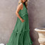 Elegant Ruffled Sleeveless Tiered Maxi Dress with Pockets
