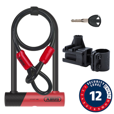 Abus Ultimate 420K Cobra U-Lock - 150x230mm, 14mm Thickness, Red