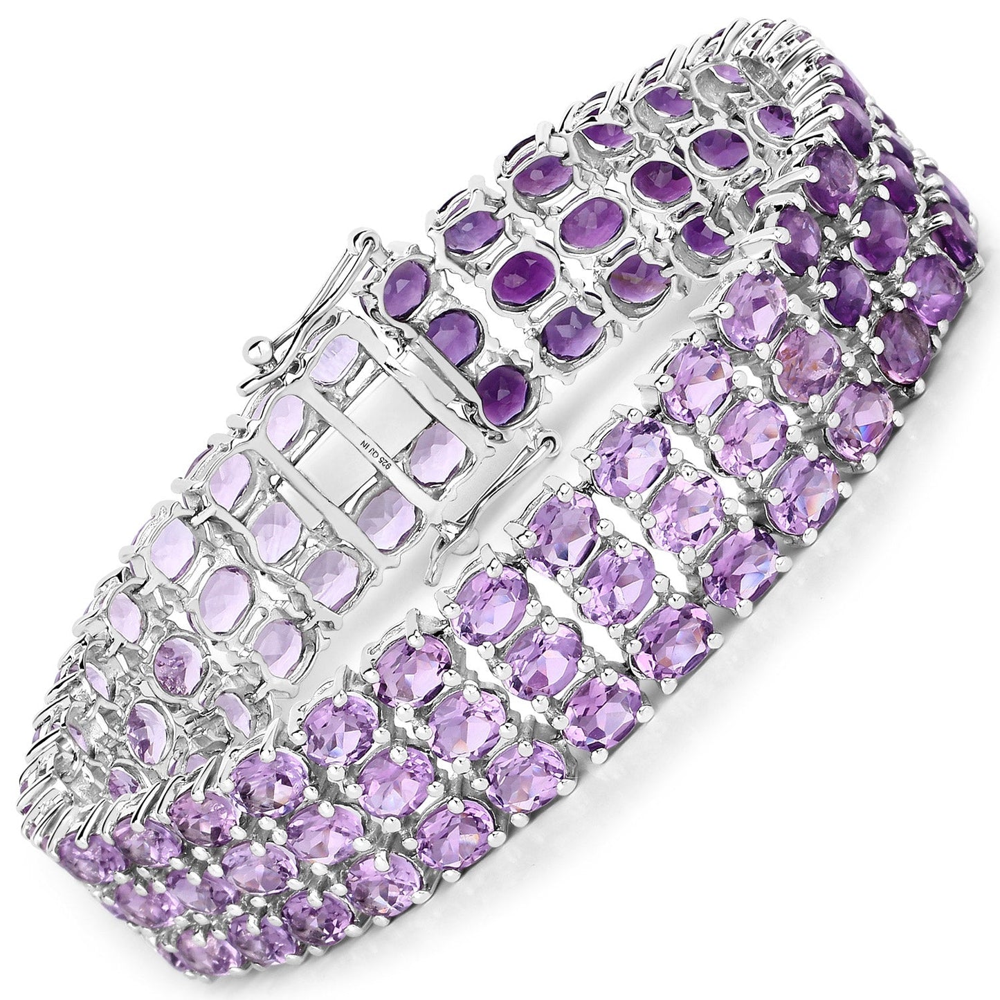 Bracelet en argent sterling .925 avec améthystes véritables de 32,30 carats