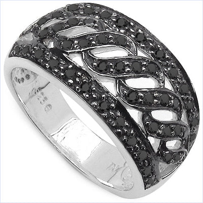 0.54 Carat Genuine Black Diamond Sterling Silver Engagement Ring