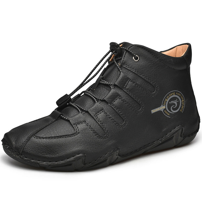 Bottes en cuir pour hommes premium - Chaussures d'extérieur en peluche chaude