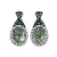 2.55 Carat Genuine Green Amethyst & Diamond Earrings in Sterling Silver