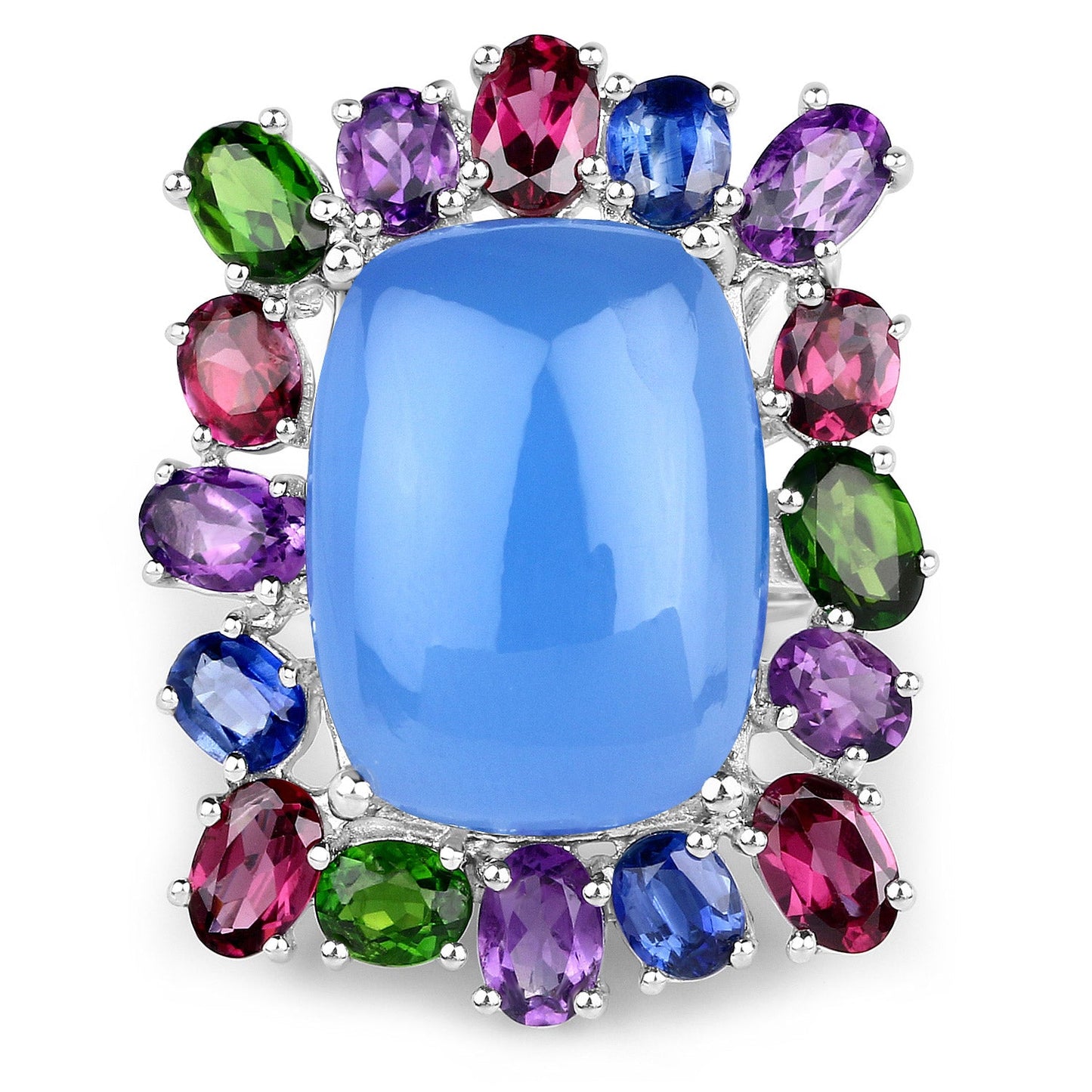 26.67 Carat Multi-Stone Floral Engagement Ring in Sterling Silver