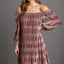 Robe Mini en Velours Off-Shoulder Élégante avec Manches Bouffantes