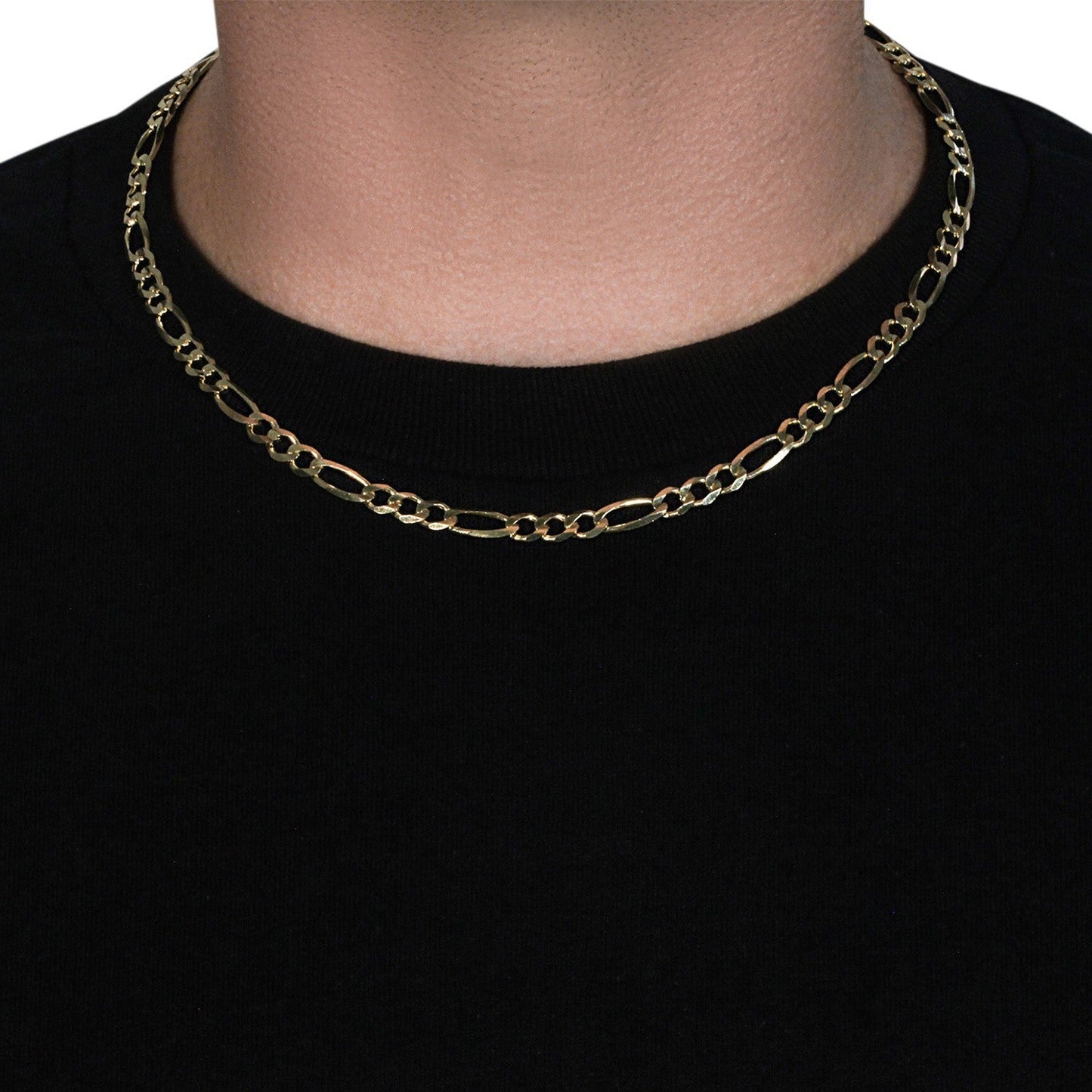 10K Yellow Gold Solid Figaro Chain - 5.30 mm
