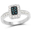 Bague de fiançailles en argent sterling avec diamants bleus et blancs de 0,36 carat