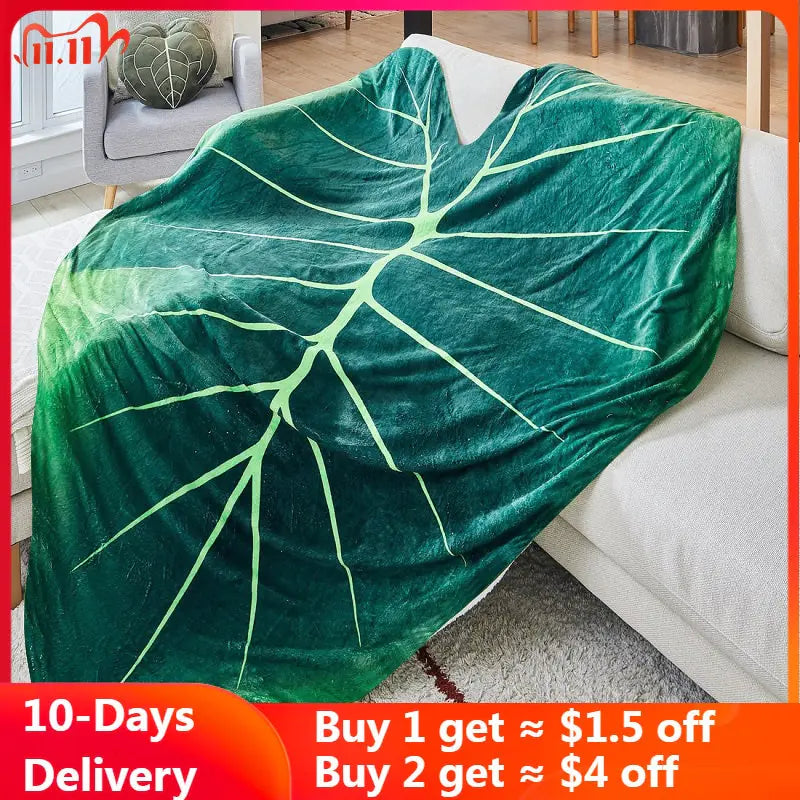 Manta de Hoja - Manta de Franela Acogedora para Decoración del Hogar