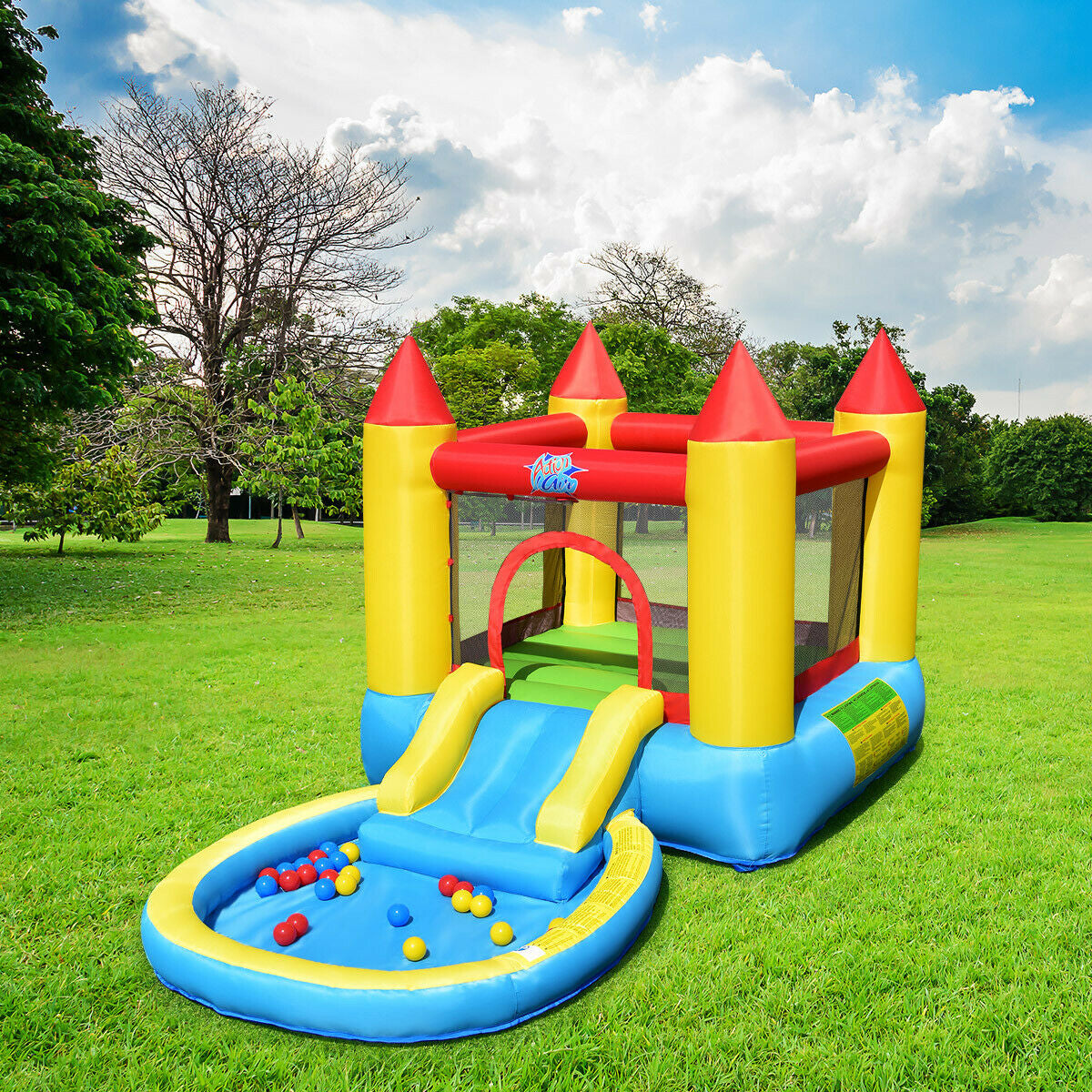 Kids Inflatable Bounce House Castle with Balls Pool