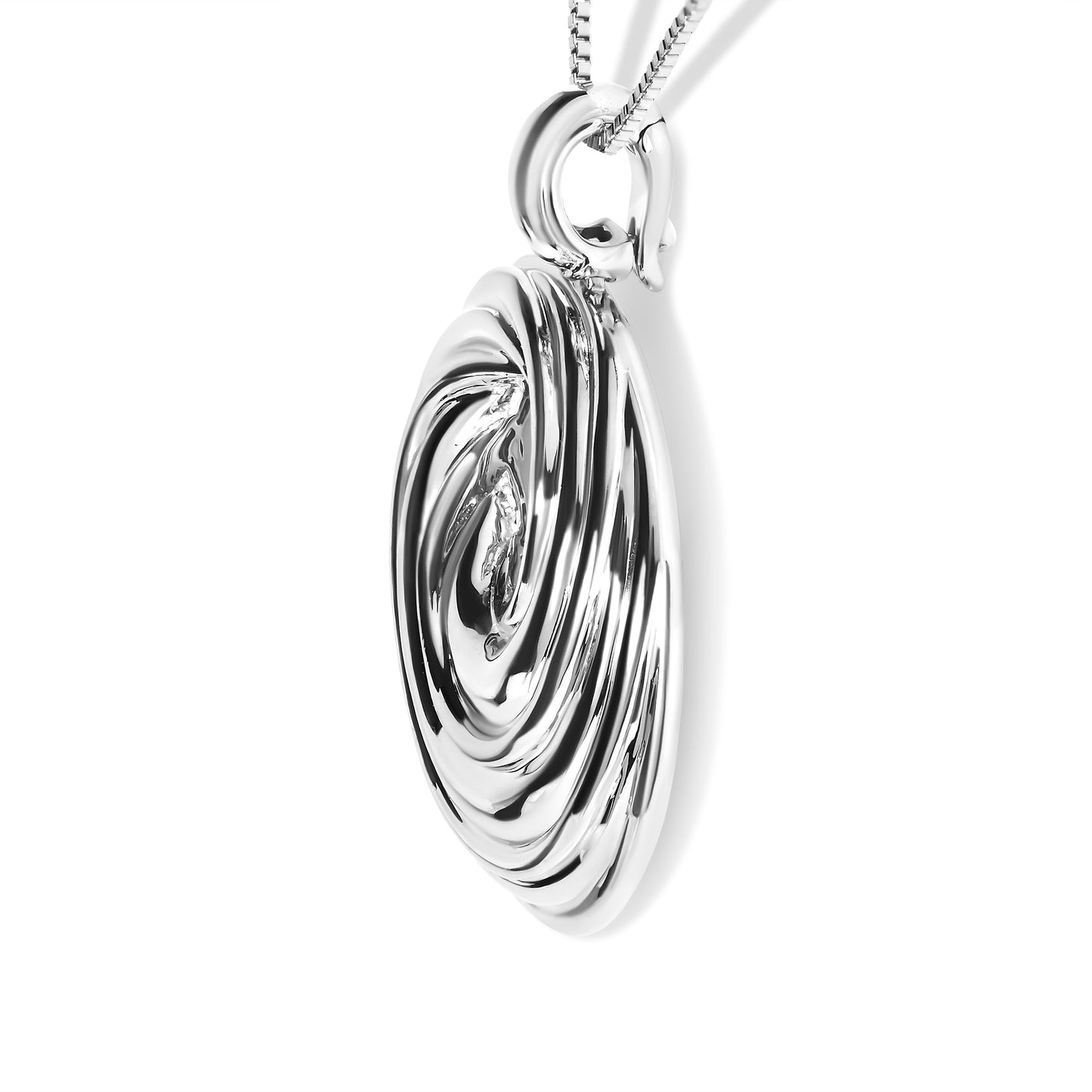 .925 Sterling Silver Endless Wave Swirl Pendant Necklace