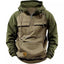 Men's Retro Cargo Hoodie with Half Zipper and Pockets