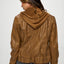 Chaqueta con capucha de cuero vegano de doble cremallera Coalition LA para mujeres